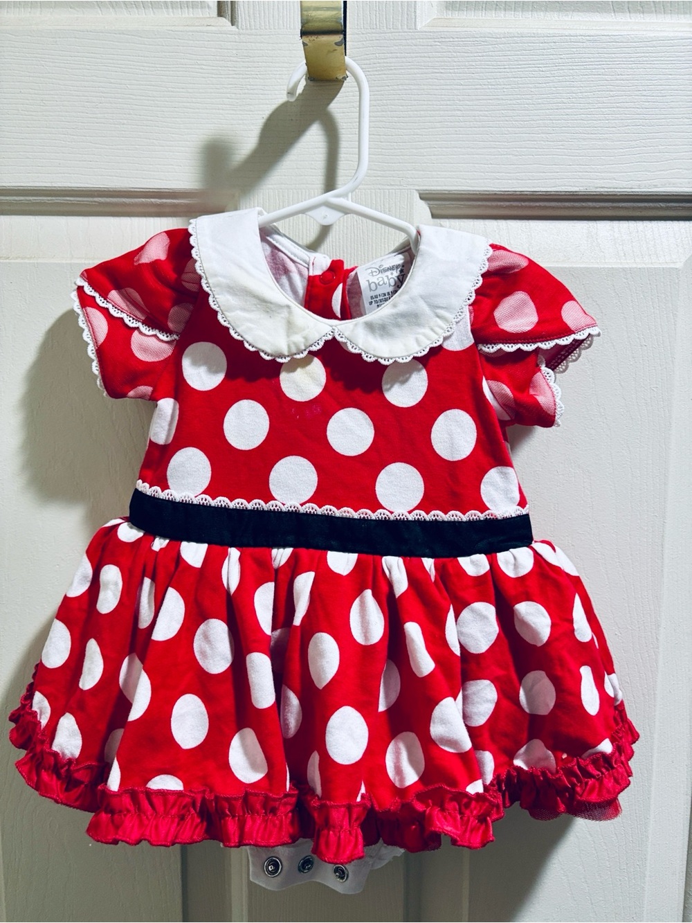 Disney Red White Polka Dot Minnie Style Baby One-Piece Bodysuit